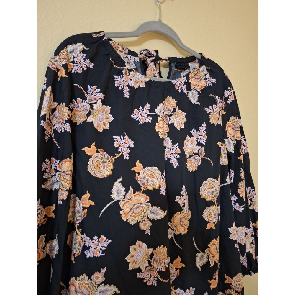 Who What Wear Black Floral Midi Dress 100%‎ Cotton Womens Size 2X Summer - Picture 7 of 12